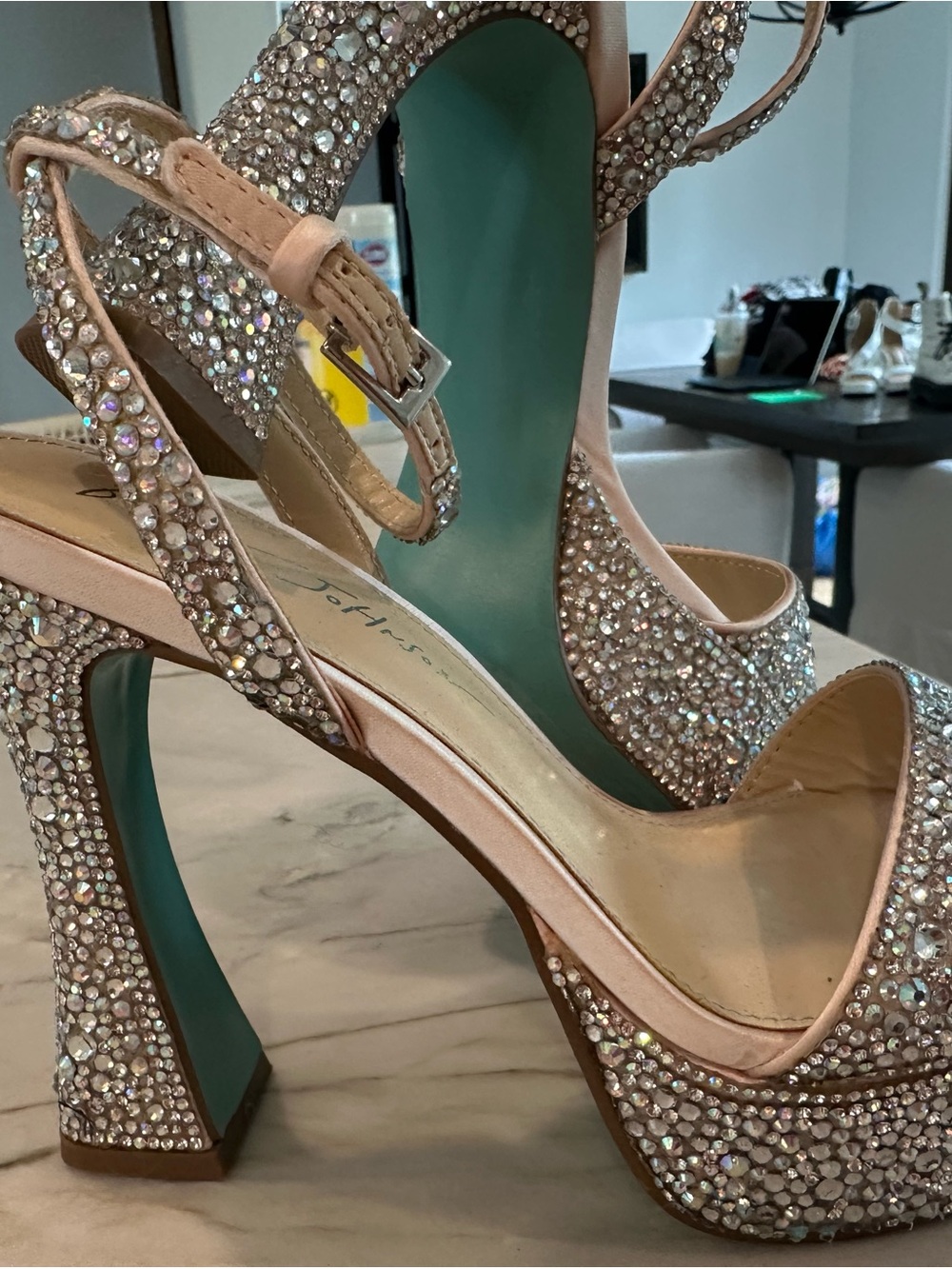Betsey Johnson Crystal Embellished Platform Heels - Picture 3 of 9
